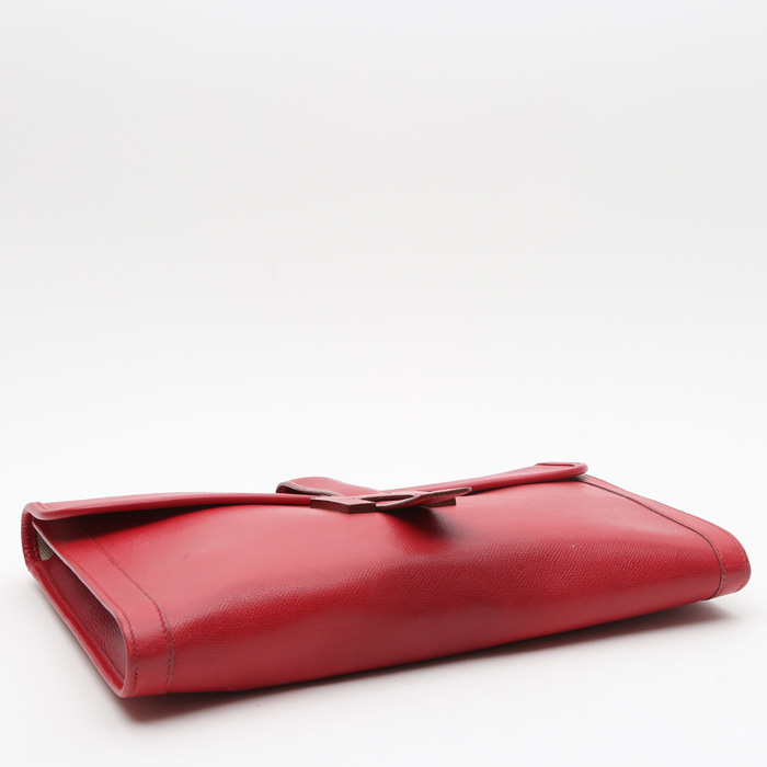 Pochette Hermès  Jige en cuir Courchevel rouge - Detail D5