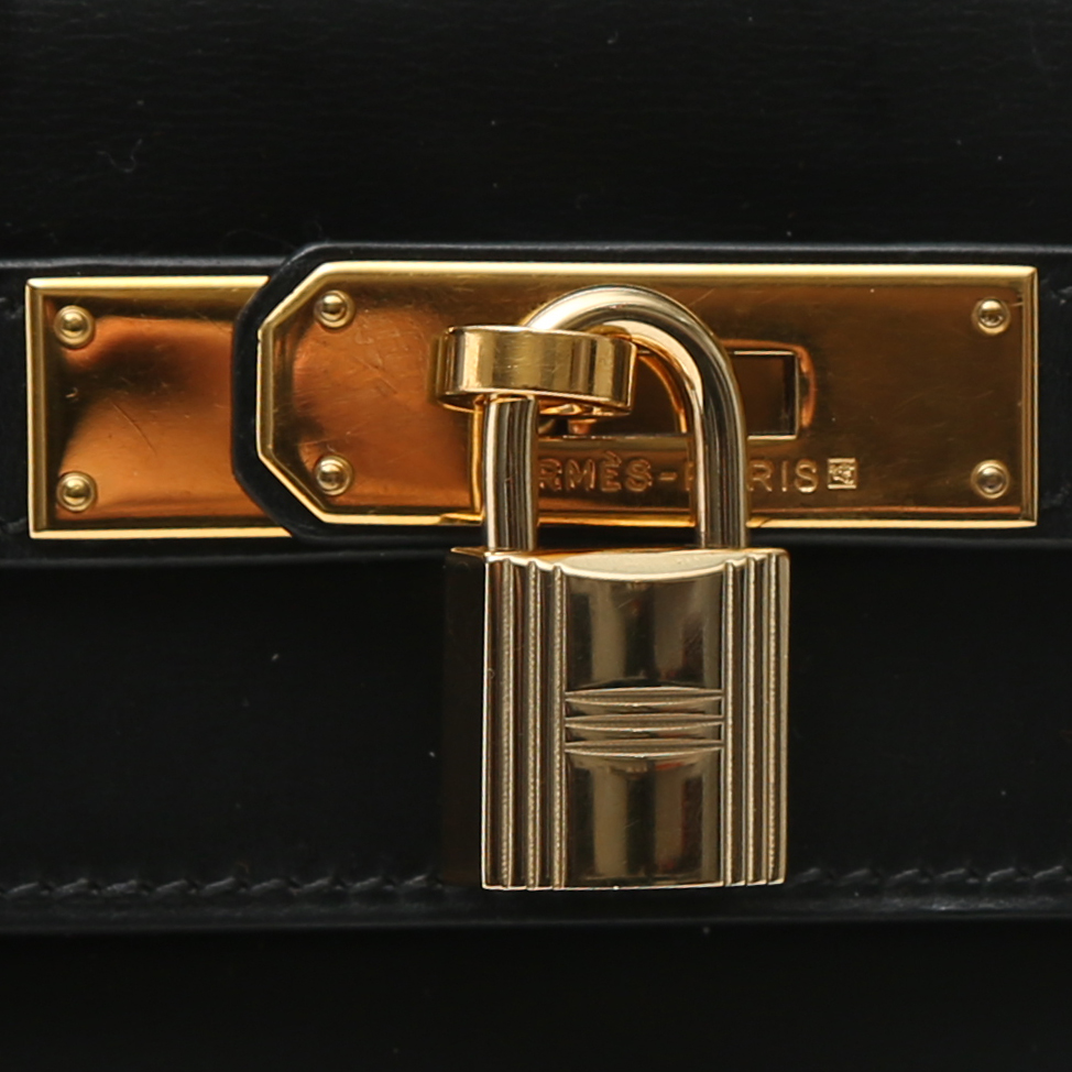 Borsa Hermès  Kelly 32 cm in pelle box nera - Detail D1