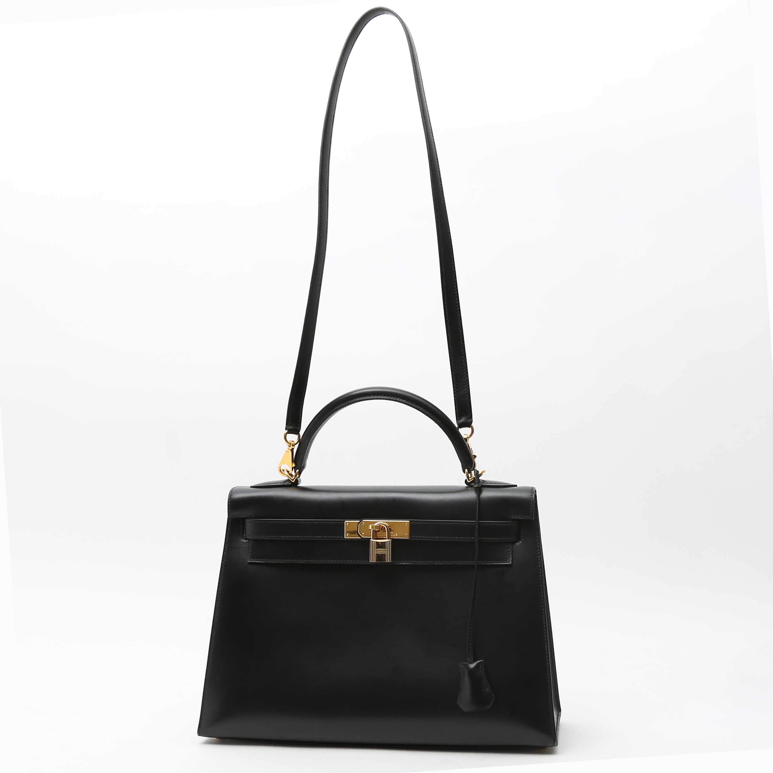 Sac à main Hermès  Kelly 32 cm en cuir box noir - Detail D2