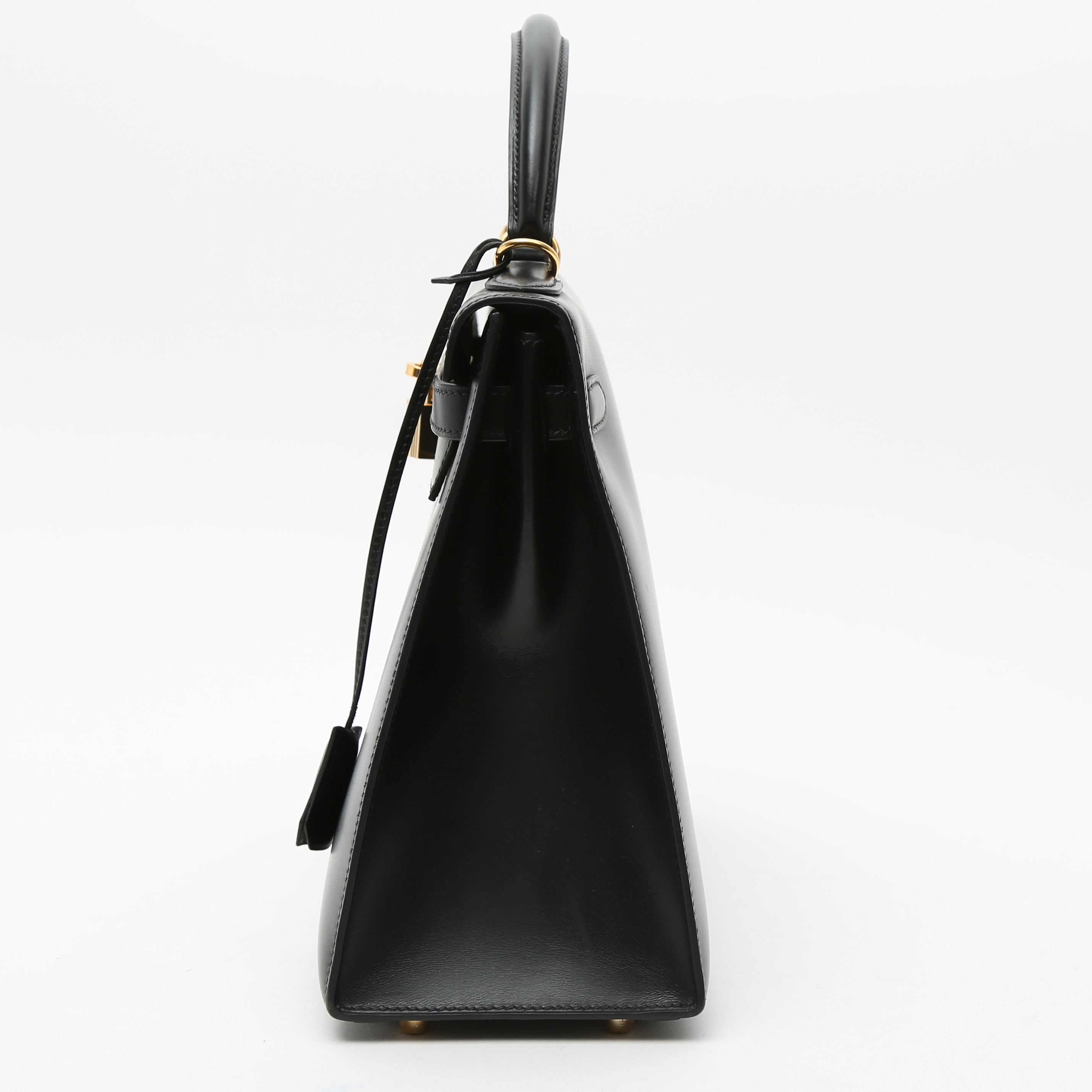 Bolso de mano Hermès  Kelly 32 cm en cuero box negro - Detail D8