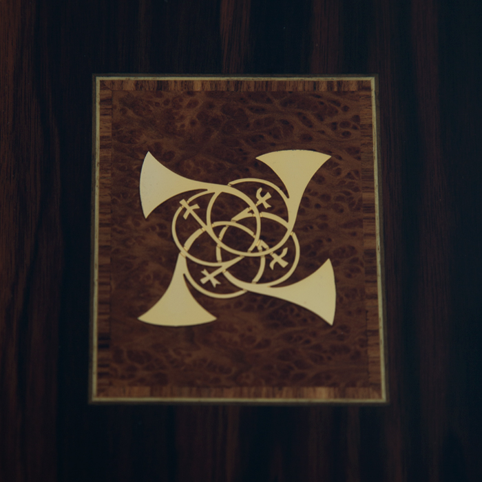 Hermès, large mail box, in rosewood and wooden marquetry and brass, signed, from the 1980's - Detail D1