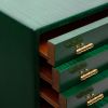Hermès, Scarf box, in wood, mahogany stained green varnish and satin and gilded metal, signed, from the 1980's - Detail D1 thumbnail