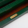 Hermès, Coffret à foulards, en bois, acajou teinté vert vernis et satiné et métal doré, signé, des années 1980 - Detail D3 thumbnail