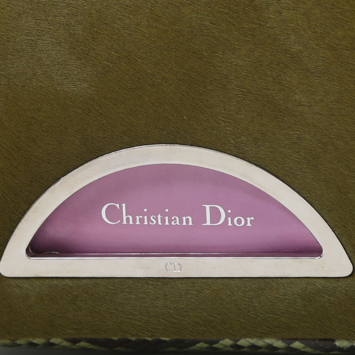 Dior Malice handbag in green foal and green python - Detail D1