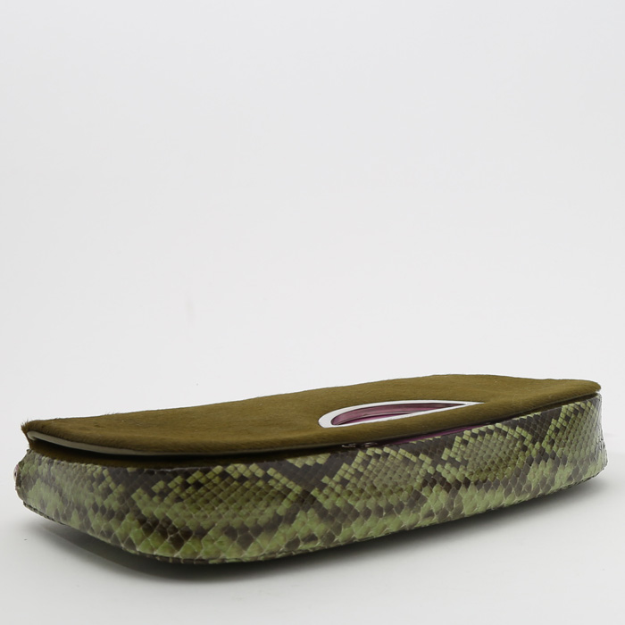 Dior Malice handbag in green foal and green python - Detail D4