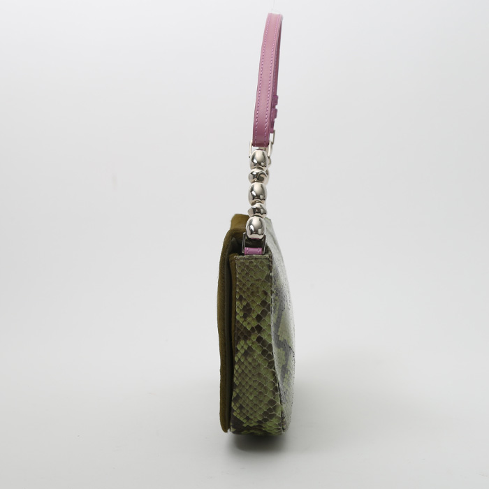 Dior Malice handbag in green foal and green python - Detail D5