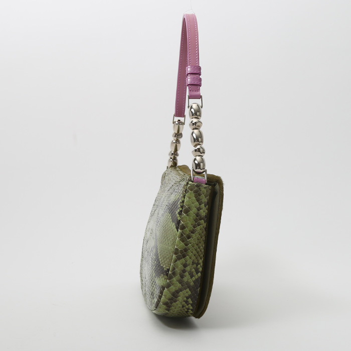 Dior Malice handbag in green foal and green python - Detail D6