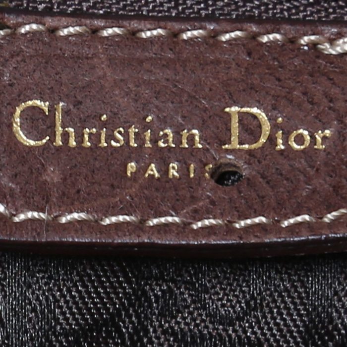 Dior  Vintage handbag  in beige canvas  and brown leather - Detail D3