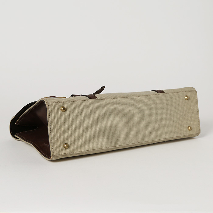 Dior  Vintage handbag  in beige canvas  and brown leather - Detail D4