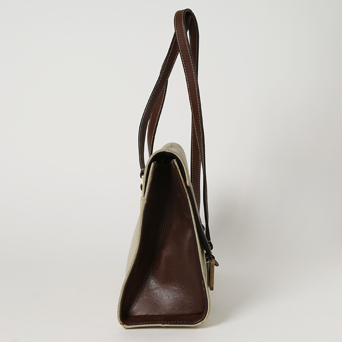 Dior  Vintage handbag  in beige canvas  and brown leather - Detail D5