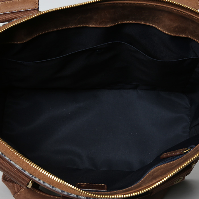 Dior  Vintage handbag  in blue monogram canvas Oblique  and brown leather - Detail D2