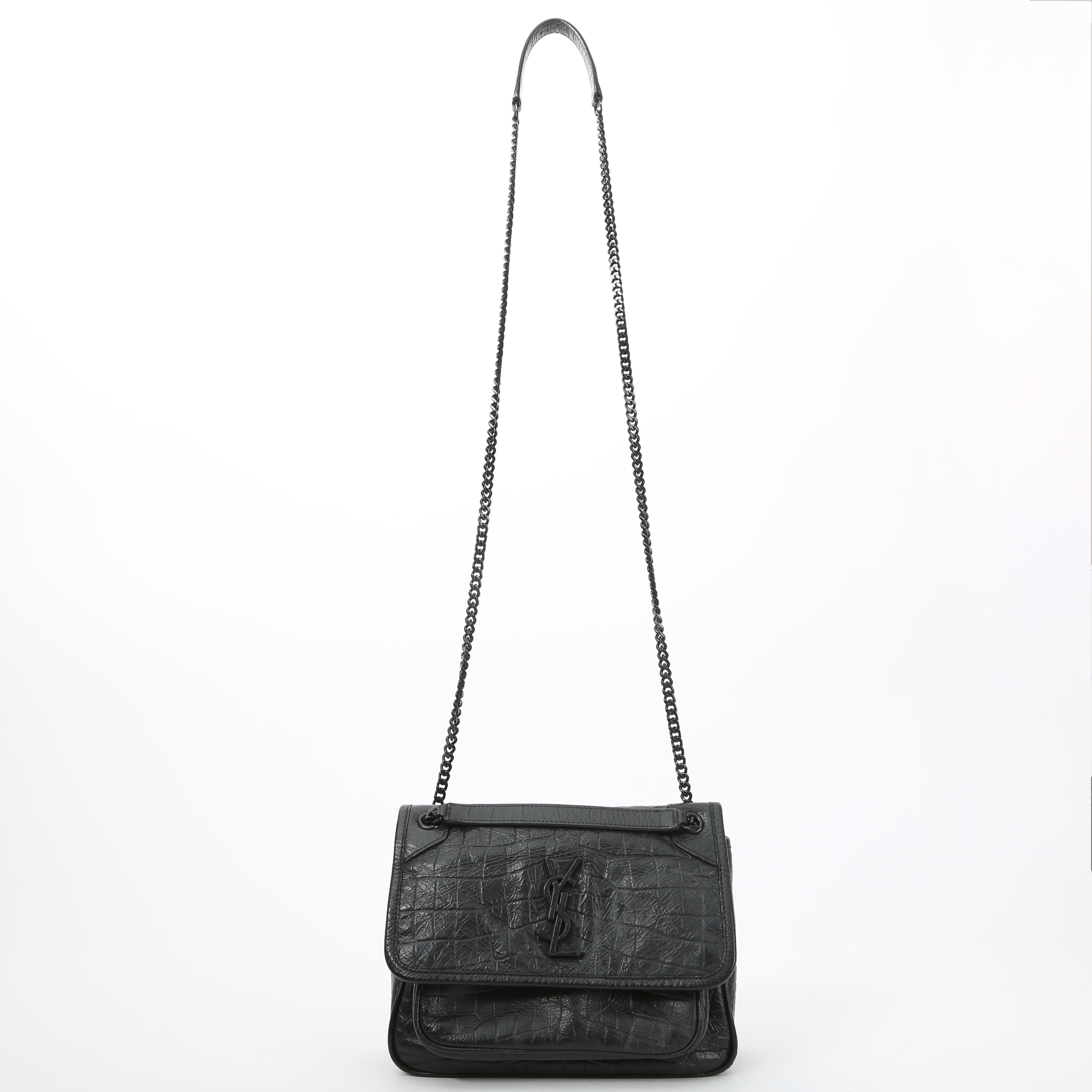 Saint Laurent Niki Baby shoulder bag in black leather - Detail D2