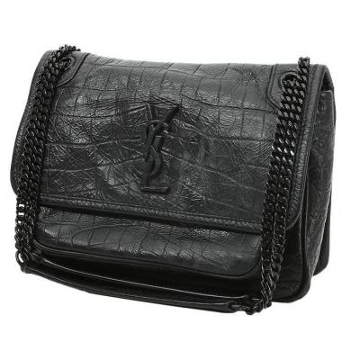 Saint Laurent Natural Raffia & Leather Medium Niki Bag - Preloved YSL