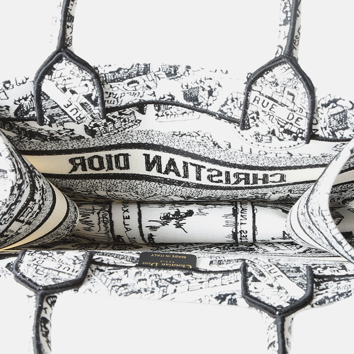 Bolso Cabás Dior  Book Tote modelo pequeño  en lona blanca y negra - Detail D3