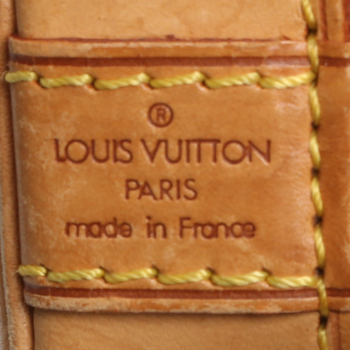Sac à main Louis Vuitton  Alma en toile monogram marron et cuir naturel - Detail D4