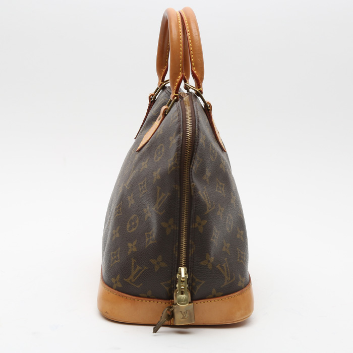 Louis Vuitton  Alma handbag  in brown monogram canvas  and natural leather - Detail D6