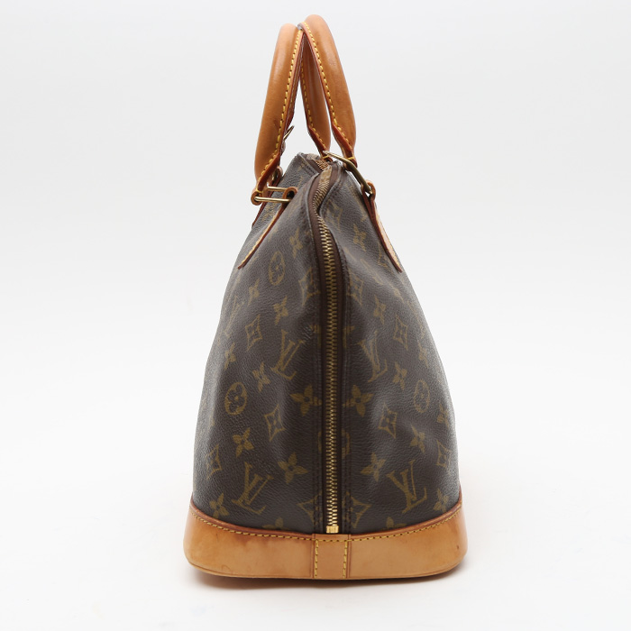 Bolso de mano Louis Vuitton  Alma en lona Monogram marrón y cuero natural - Detail D7