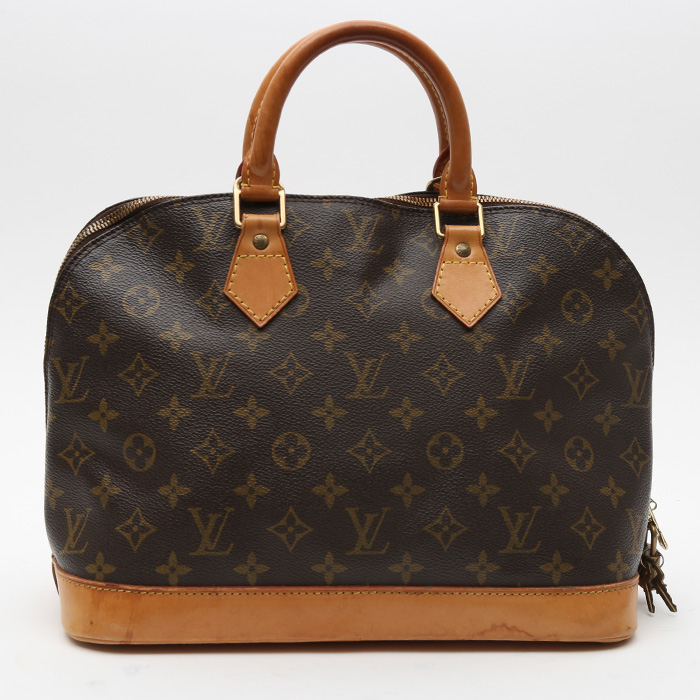 Borsa Louis Vuitton  Alma in tela monogram marrone e pelle naturale - Detail D8