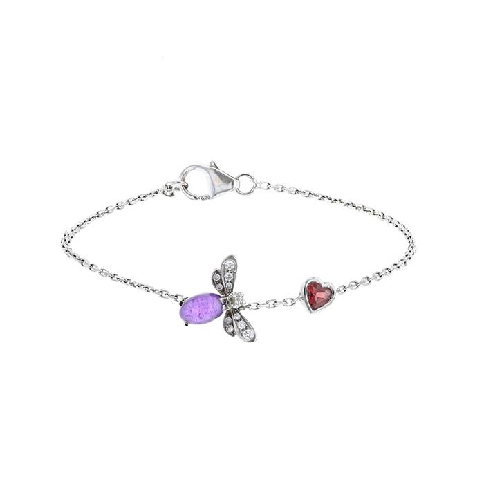 Bracciale Chaumet Attrape Moi Si Tu M'Aimes in oro bianco, ametista e granato