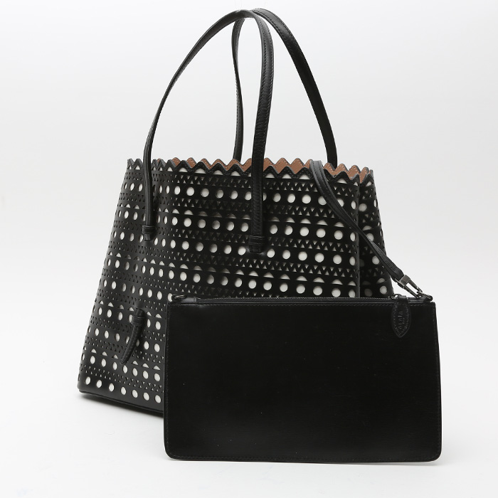 Sac cabas Alaïa Mina en cuir noir - Detail D5