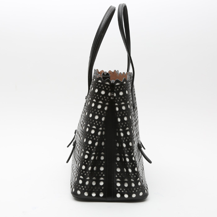 Sac cabas Alaïa Mina en cuir noir - Detail D7