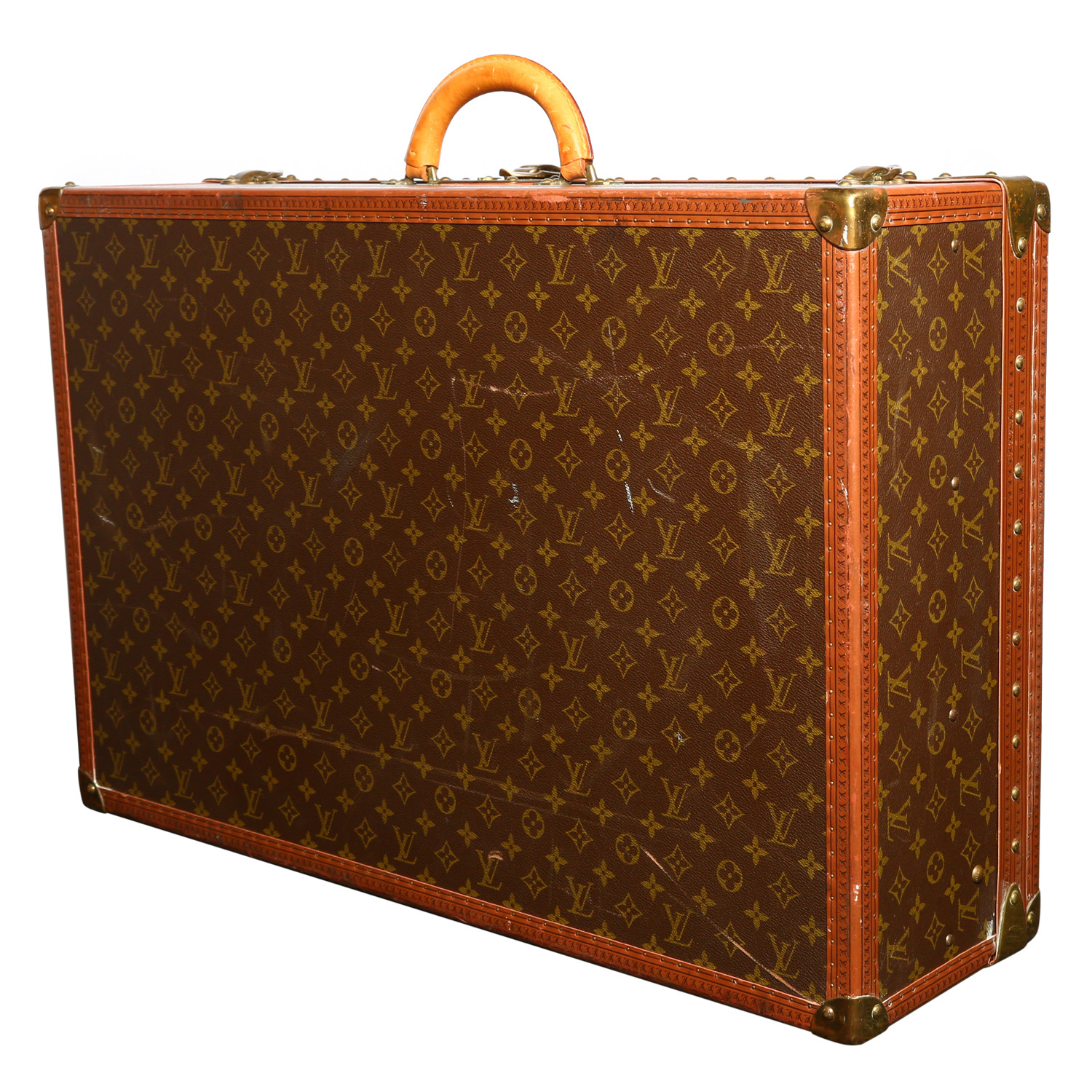 Louis Vuitton  Alzer 75 suitcase  monogram canvas  and natural leather - Detail D2