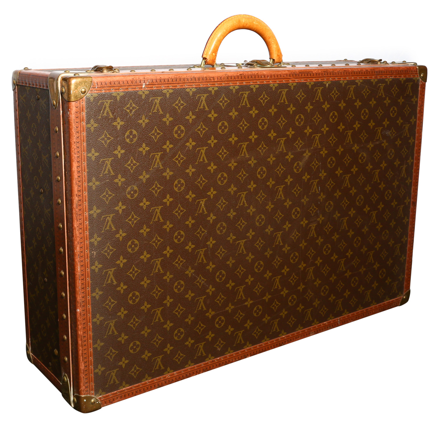 Maleta Louis Vuitton  Alzer 75 en lona Monogram y cuero natural - Detail D3