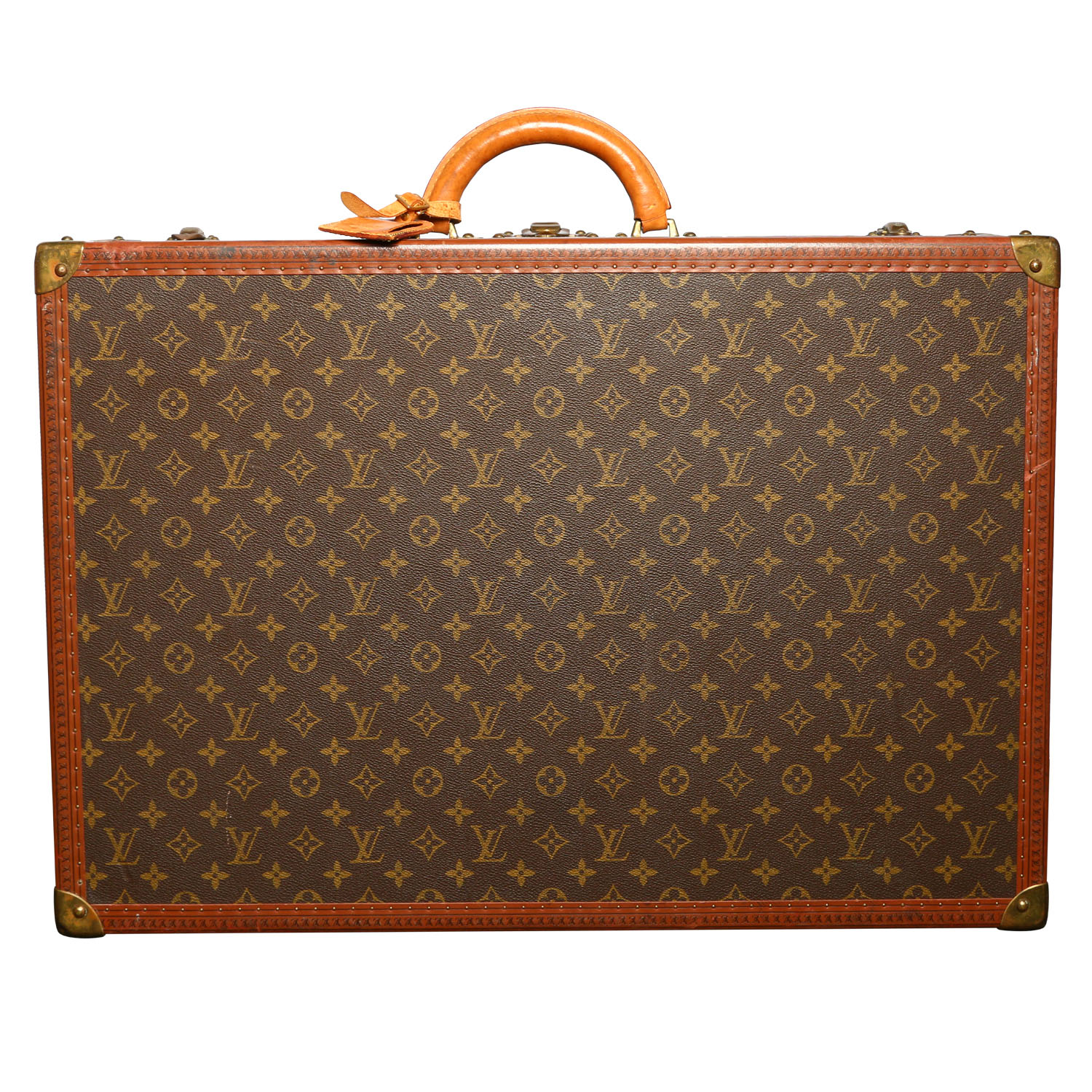 Louis Vuitton  Bisten 65 suitcase  monogram canvas  and natural leather - Detail D1