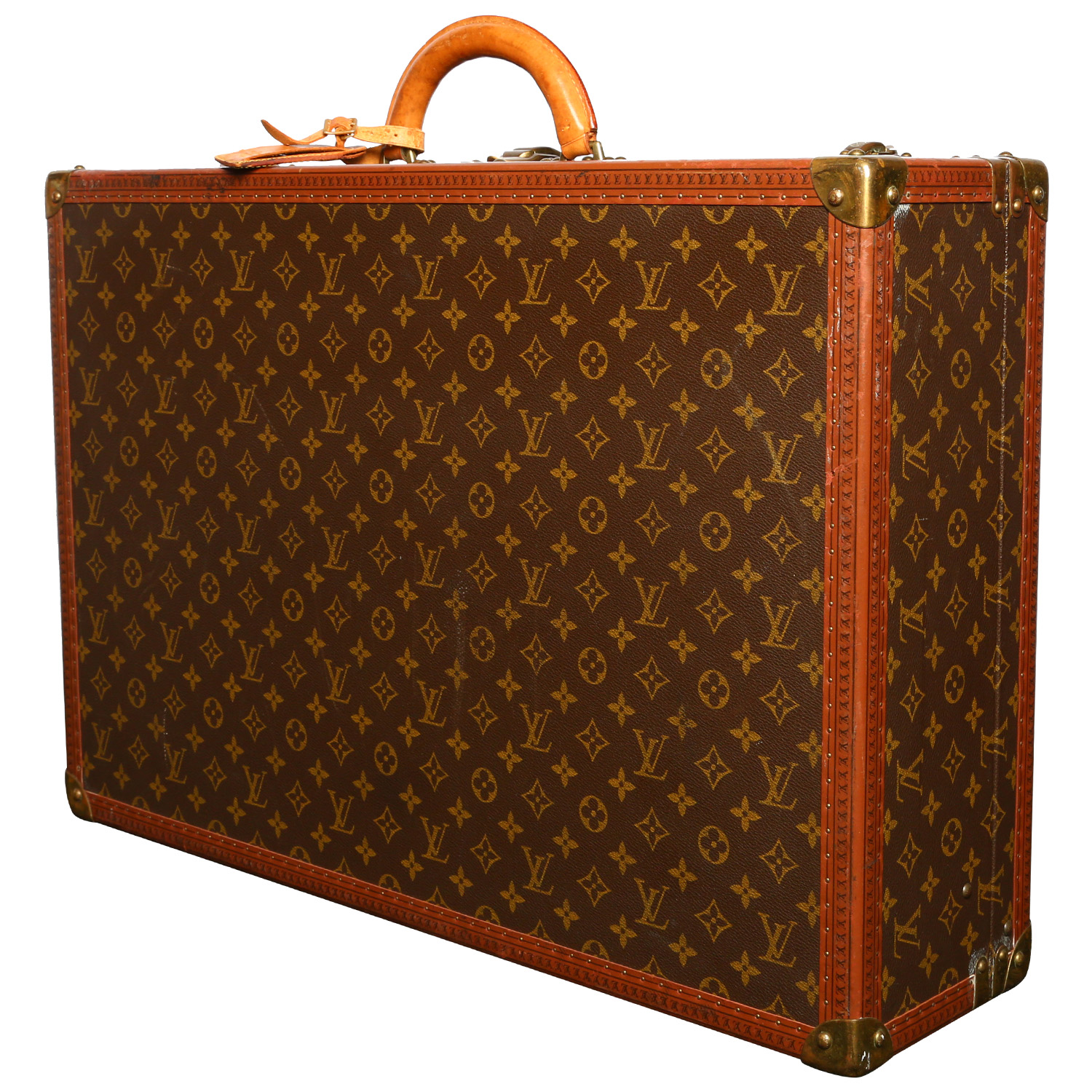 Maleta Louis Vuitton  Bisten 65 en lona Monogram y cuero natural - Detail D2