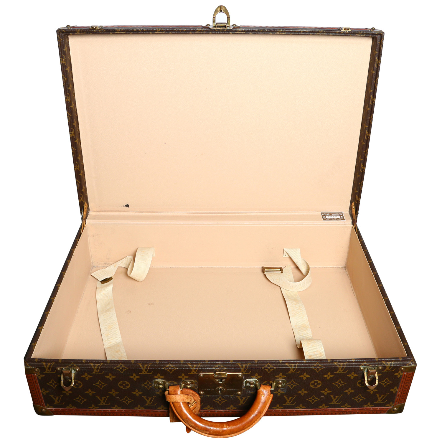 Valise Louis Vuitton  Bisten 65 en toile monogram et cuir naturel - Detail D7