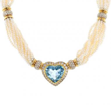 Collier Mellerio  en or jaune, topaze, perles et diamants