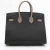 Borsa Hermès  Birkin 25 cm in pelle Epsom nera e etoupe - Detail D8 thumbnail