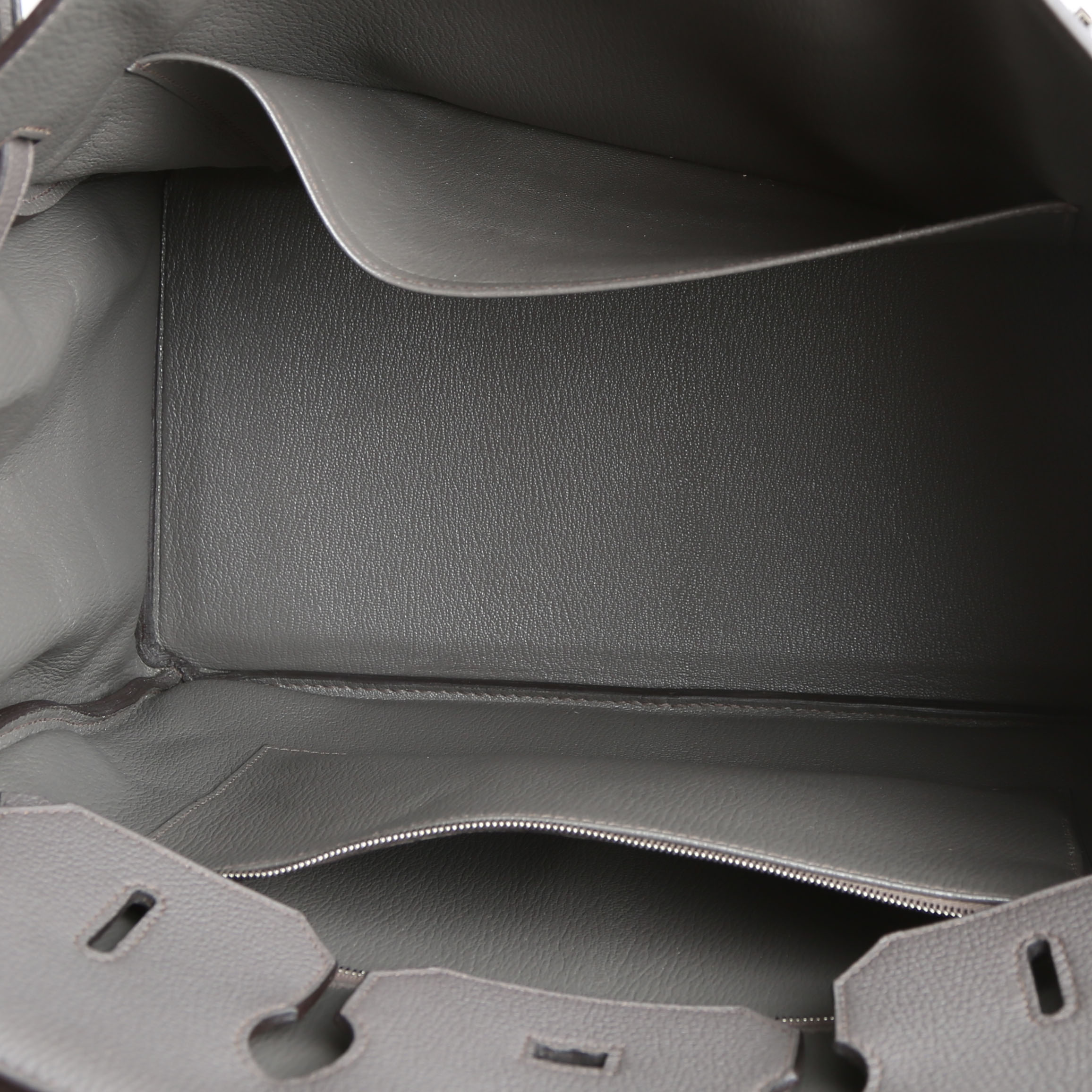 Bolso de mano Hermès  Birkin 35 cm en cuero togo gris estaño - Detail D2