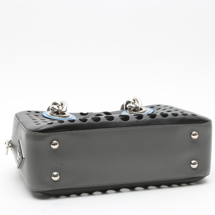 Prada  Bauletto handbag  in black and grey leather - Detail D6