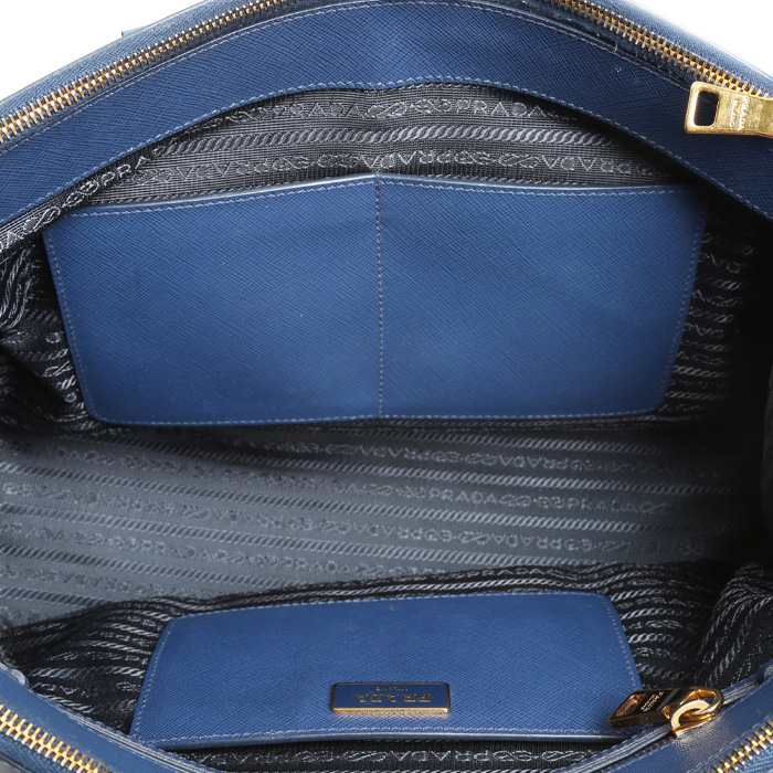 Prada Galleria handbag in blue leather saffiano - Detail D3