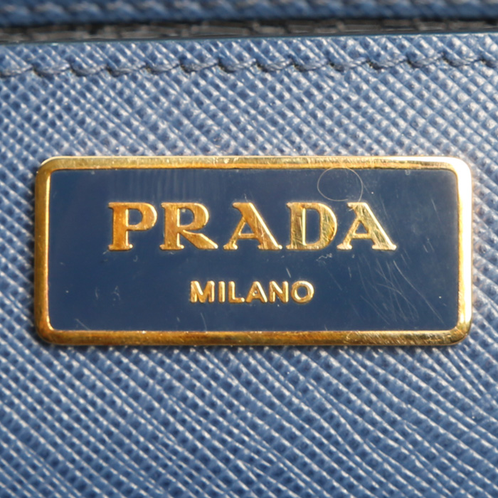 Prada Galleria handbag in blue leather saffiano - Detail D4