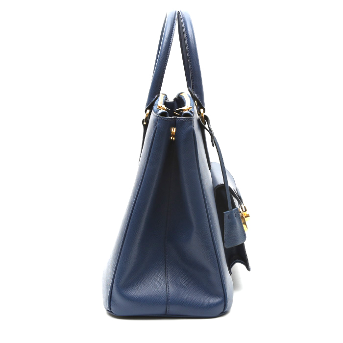 Prada Galleria handbag in blue leather saffiano - Detail D6