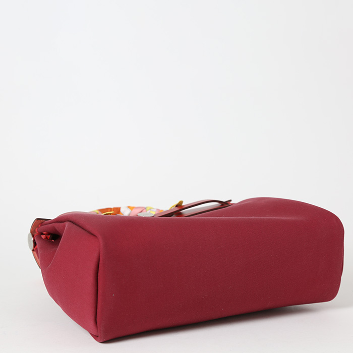 Hermès  Herbag shoulder bag  in red canvas  and red Hunter cowhide - Detail D5