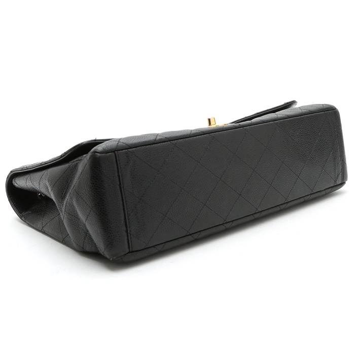 Sac bandoulière Chanel  Timeless Maxi Jumbo en cuir grainé matelassé noir - Detail D5
