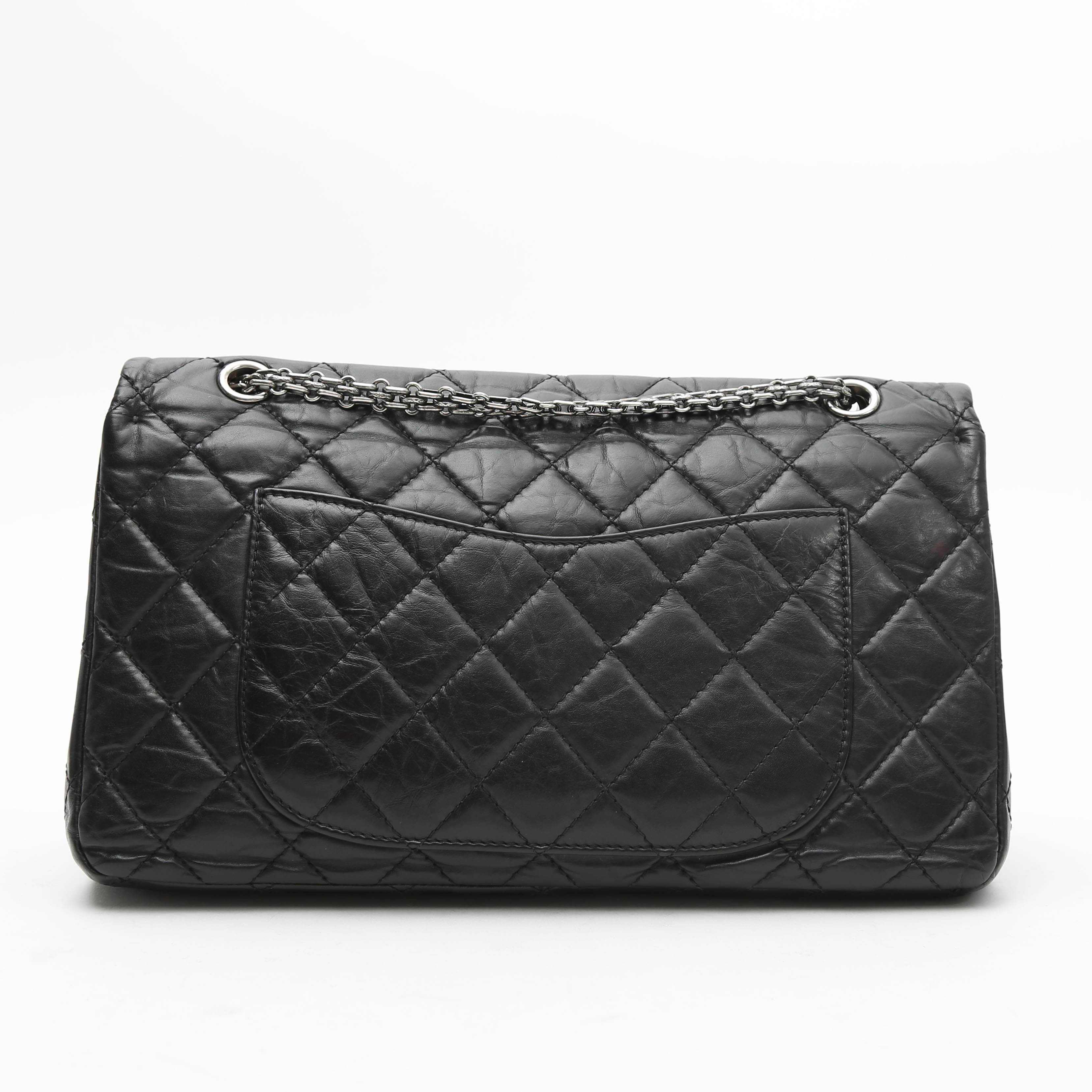 Chanel  Chanel 2.55 handbag  in black quilted leather - Detail D8