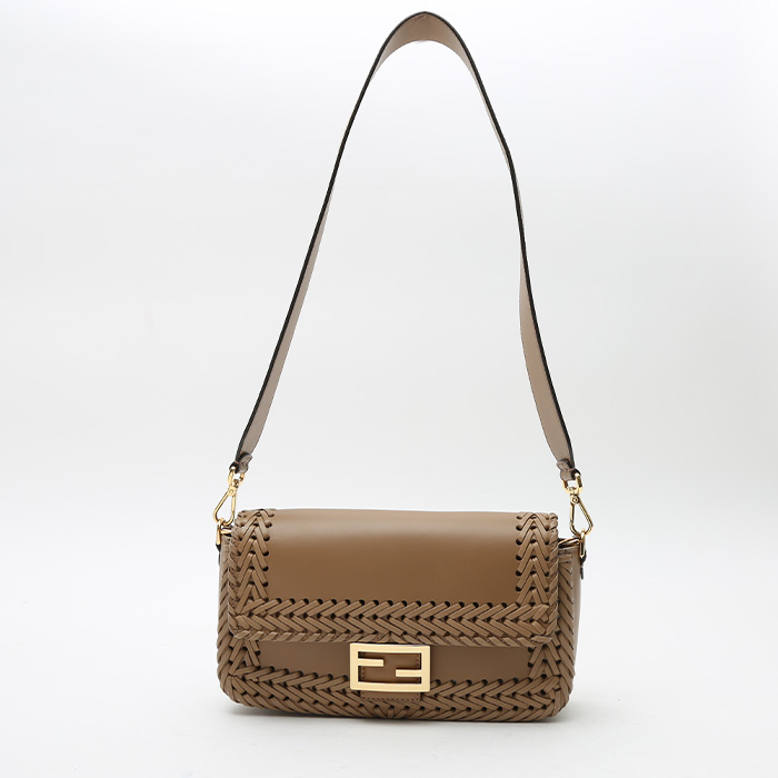 Sac à main Fendi Baguette en cuir marron - Detail D8