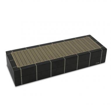 Cartier, box for cufflinks in lacquered wood and brass inlay, signed, from the 1990/2000's