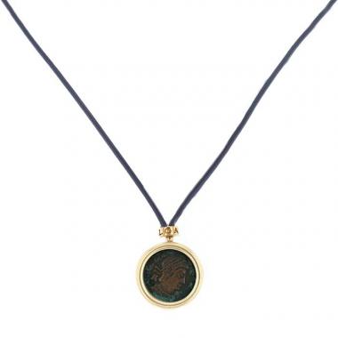 Bvlgari Bulgari Monete Ancient Roman Coin Gold Leather Pendant Necklac –  Oak Gem