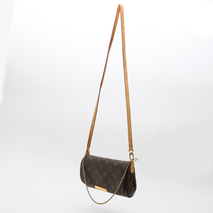 Borsa a tracolla Louis Vuitton  Favorite in tela monogram marrone e pelle naturale - Detail D2