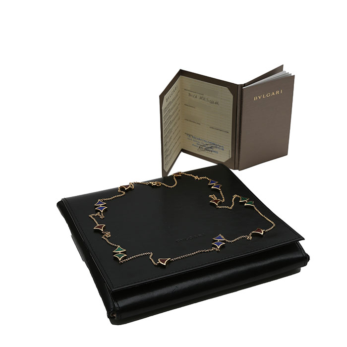 Sautoir Bulgari Diva's Dream en or jaune, lapis-lazuli et malachite - Detail D2