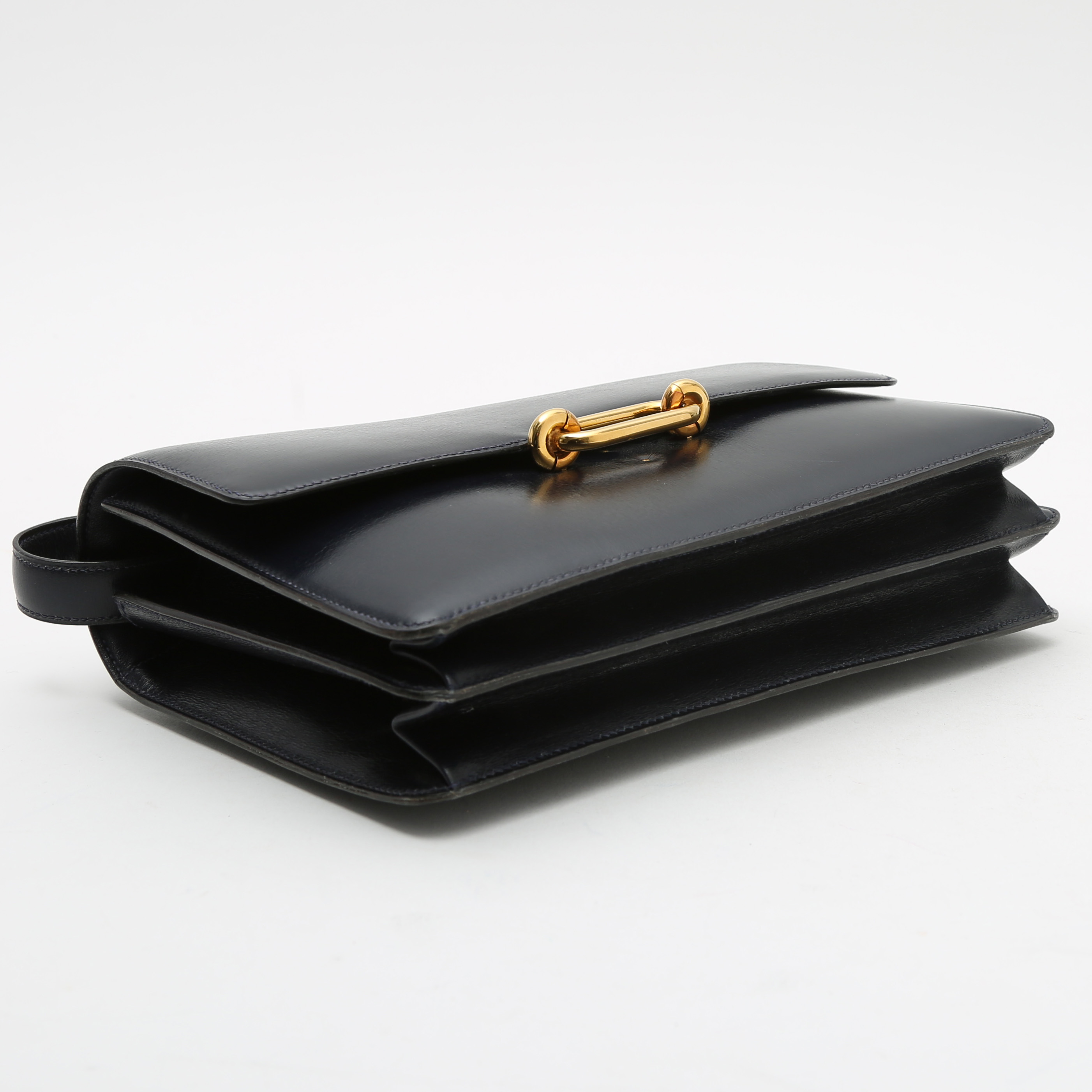 Borsa Hermès  Vintage in pelle box blu marino - Detail D5