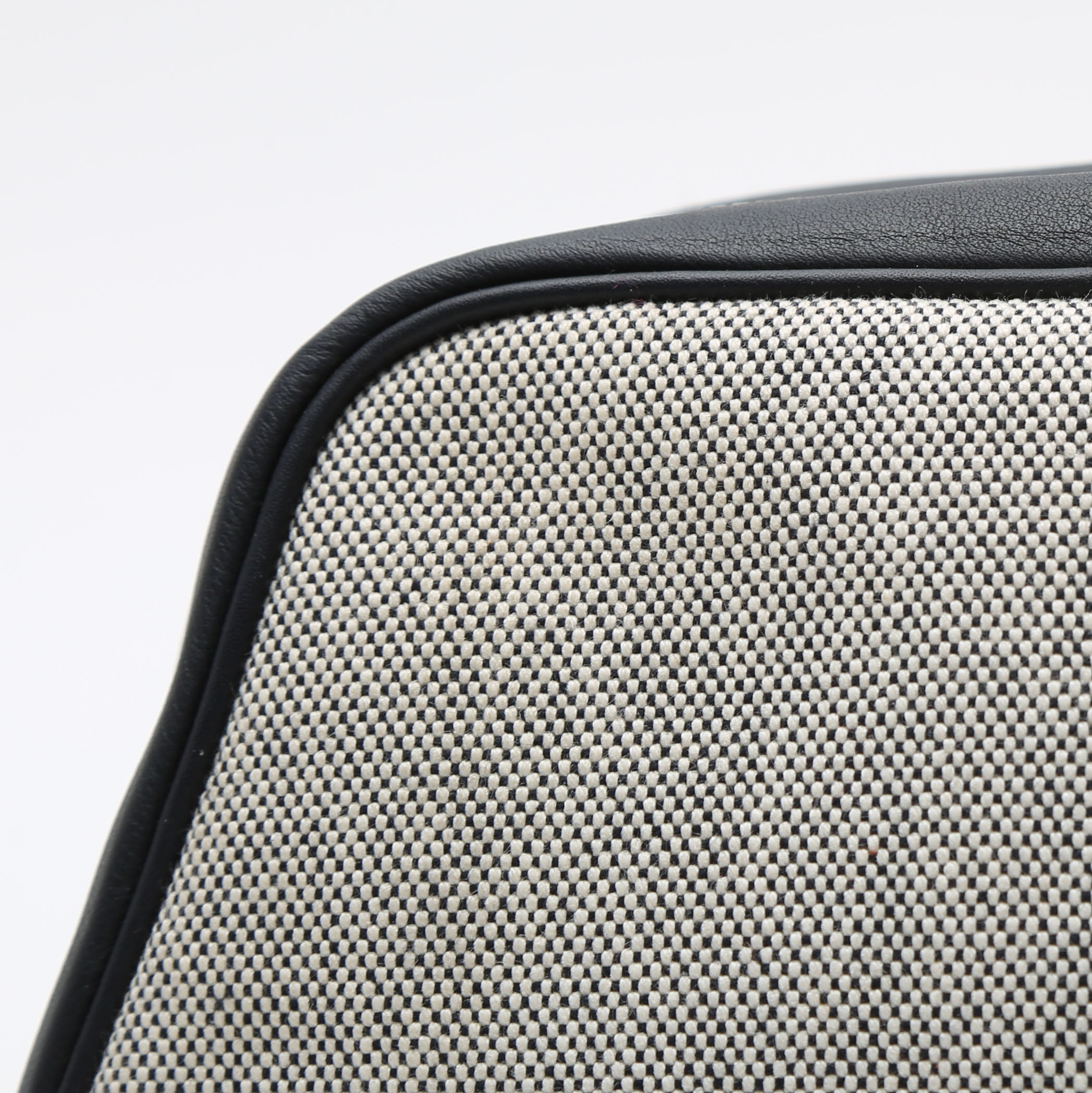 Pochette Hermès  Cavour in tela grigia e pelle Swift blu marino - Detail D1