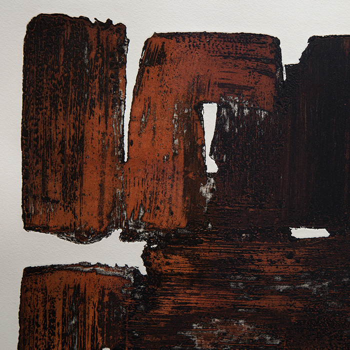Pierre Soulages, "Eau-forte XI", eau-forte en couleurs sur papier, signée, numérotée et encadrée, de 1957 - Detail D1