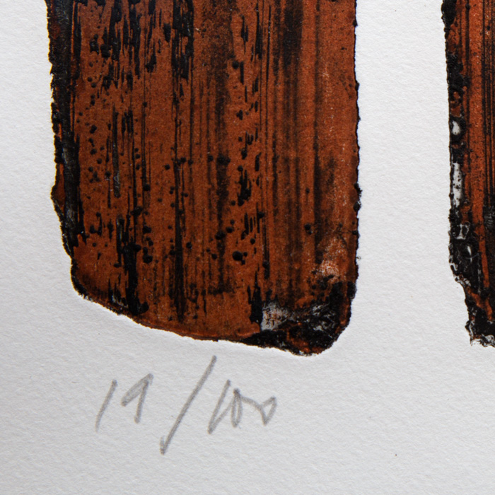 Pierre Soulages, "Eau-forte XI", eau-forte en couleurs sur papier, signée, numérotée et encadrée, de 1957 - Detail D3