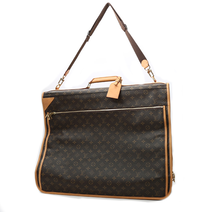 Porta abiti Louis Vuitton  Porte-habits in tela monogram marrone e pelle naturale - Detail D2